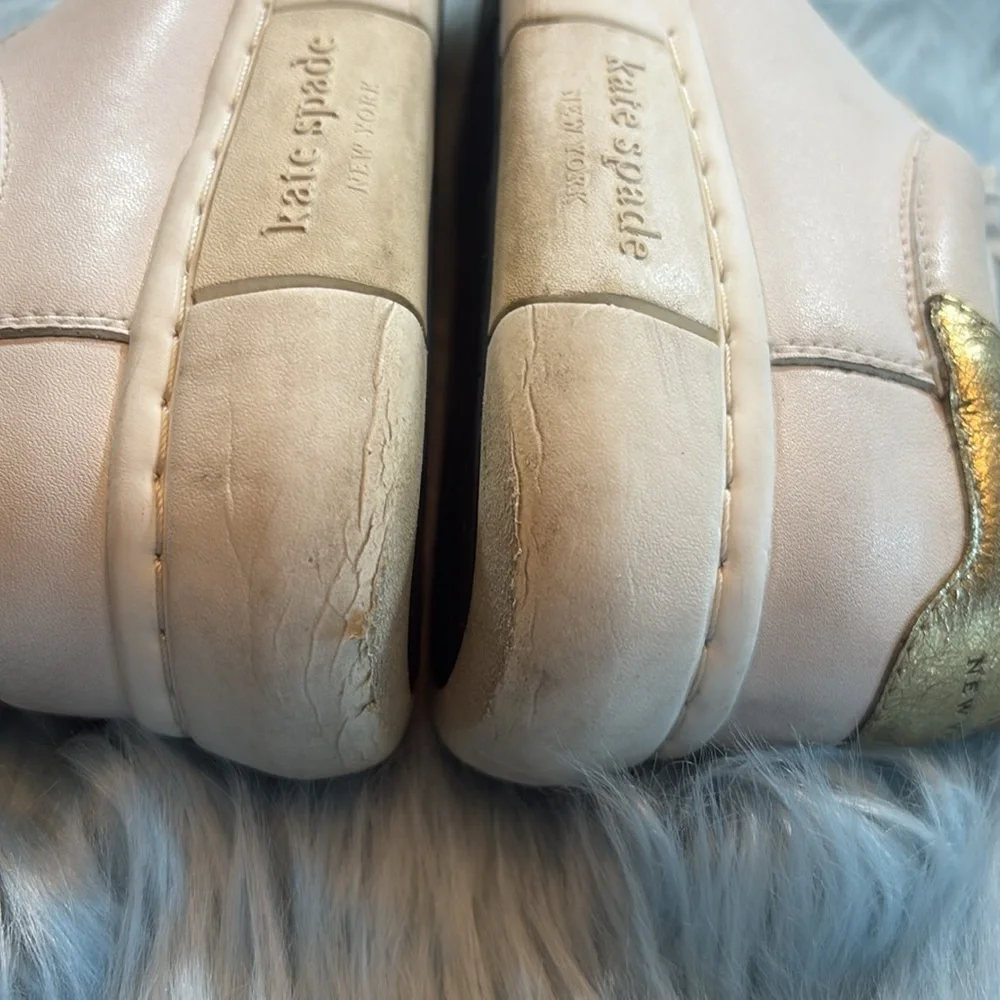 Kate Spade Lift Leather Sneakers in Option White/Gold sz 5